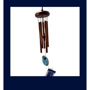 Woodstock Turquoise Chime Petite Bronze Tubes Wood Top Wind Chime WTBRN NEW